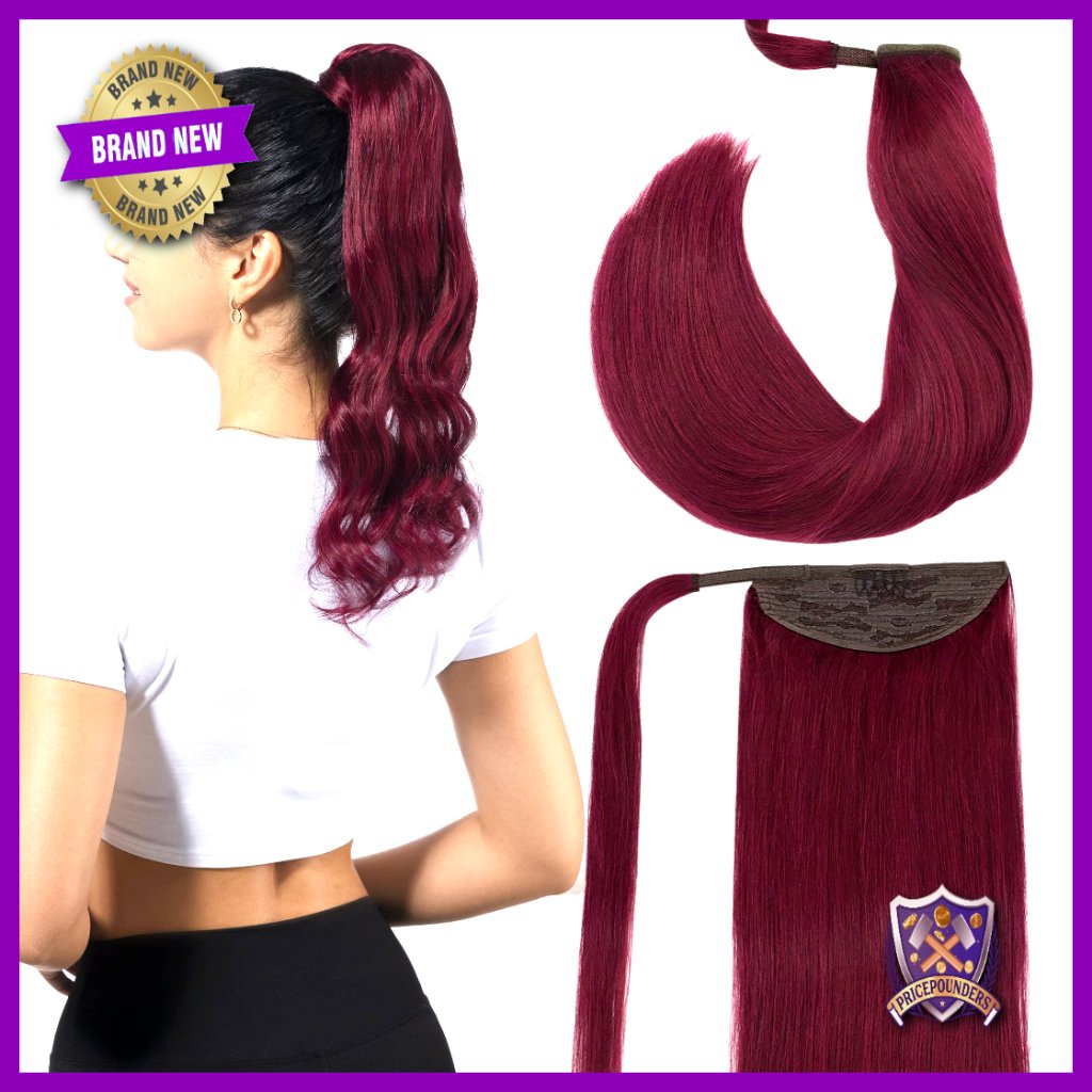 Long Straight Clip-In Ponytail Extension, 18 Inch Real Human Hair